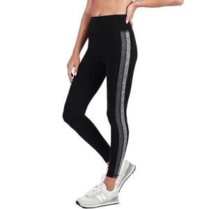 Vuori Black Leggings with Gray Stripe